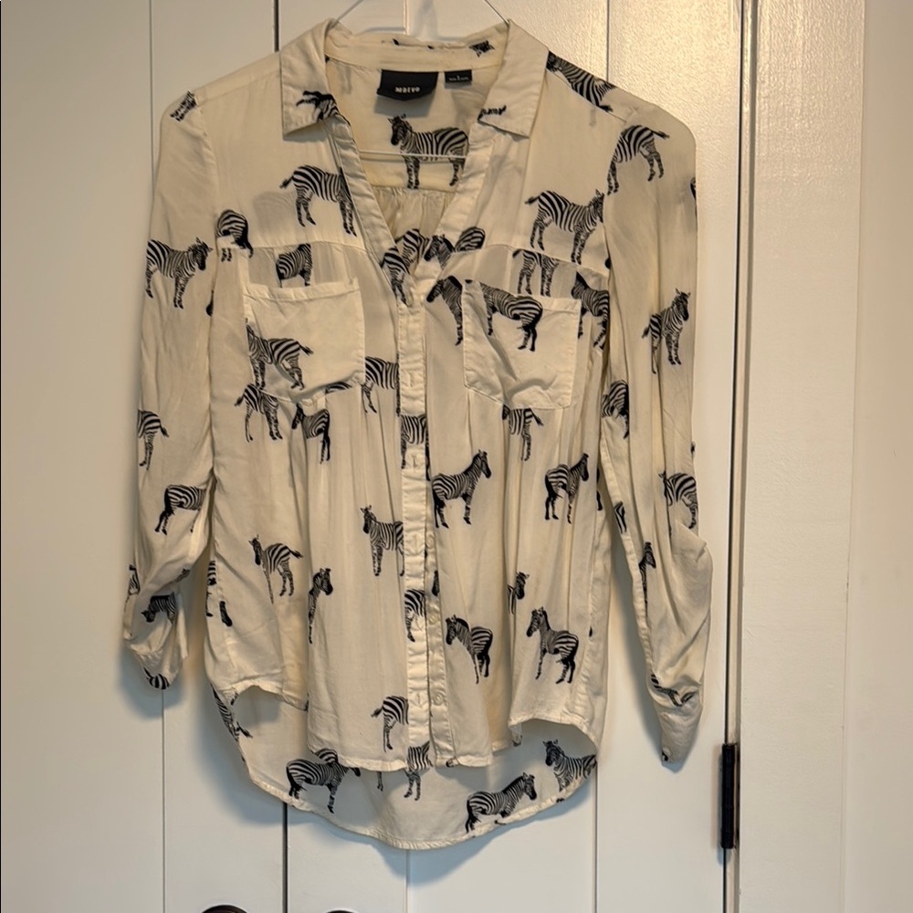 Anthropologie Zebra Pattern Blouse